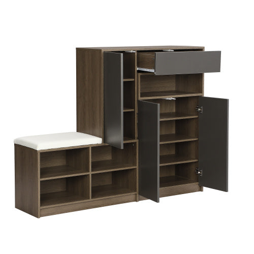 StrideNest™ – 2-in-1 Shoe Storage Bench & Cabinet