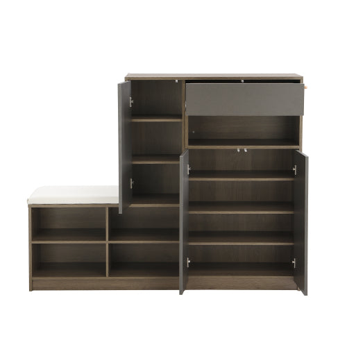 StrideNest™ – 2-in-1 Shoe Storage Bench & Cabinet