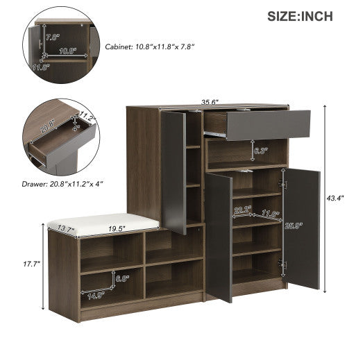 StrideNest™ – 2-in-1 Shoe Storage Bench & Cabinet